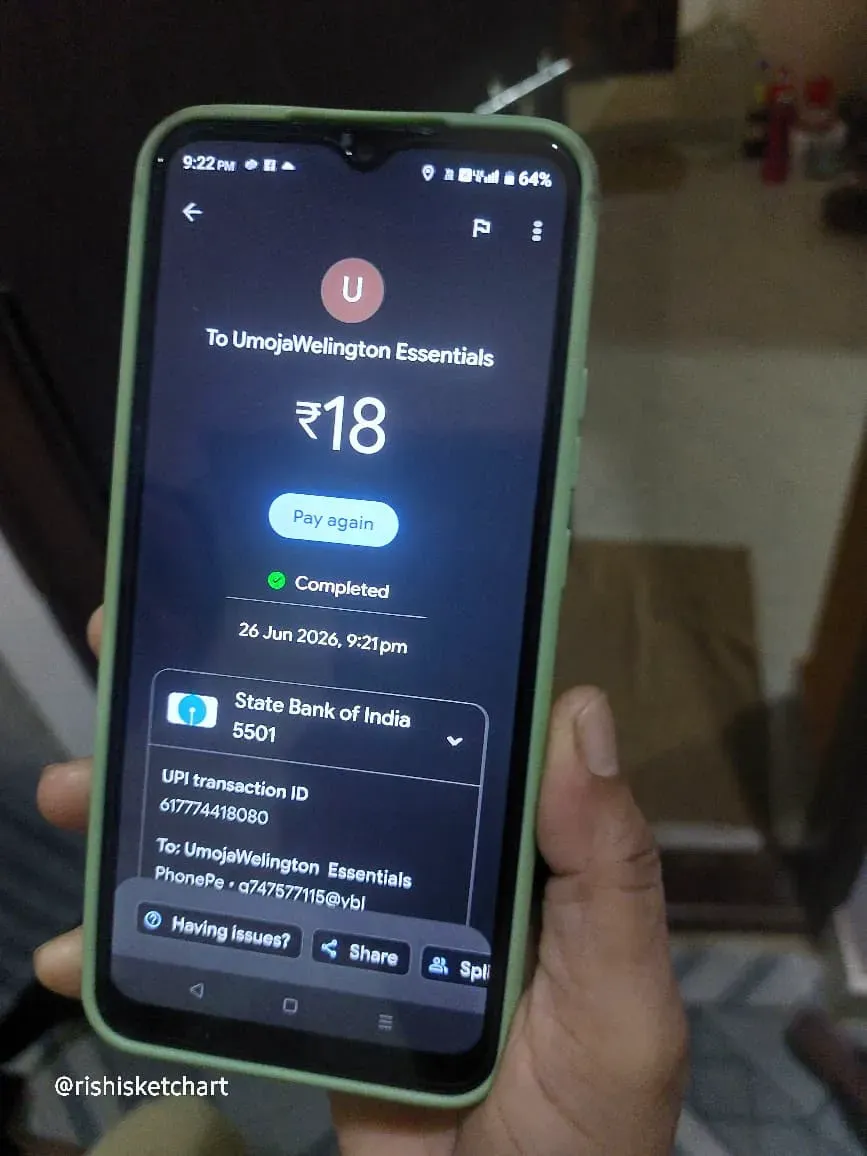 A Nia member completing a zero-commission UPI payment for essentials from the app
